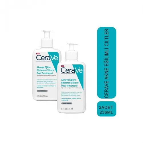 CeraVe Akneye Eğilim Gösteren Ciltlere Özel 2x236 ml Yüz Temizleme Jeli
