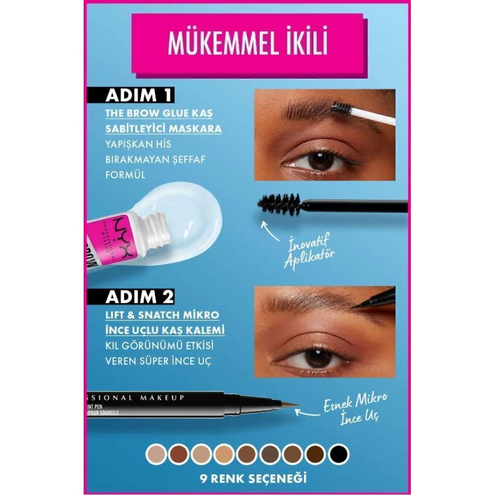 Nyx Professional Makeup Brow Glue Kaş Sabitleyici Şeffaf Maskara