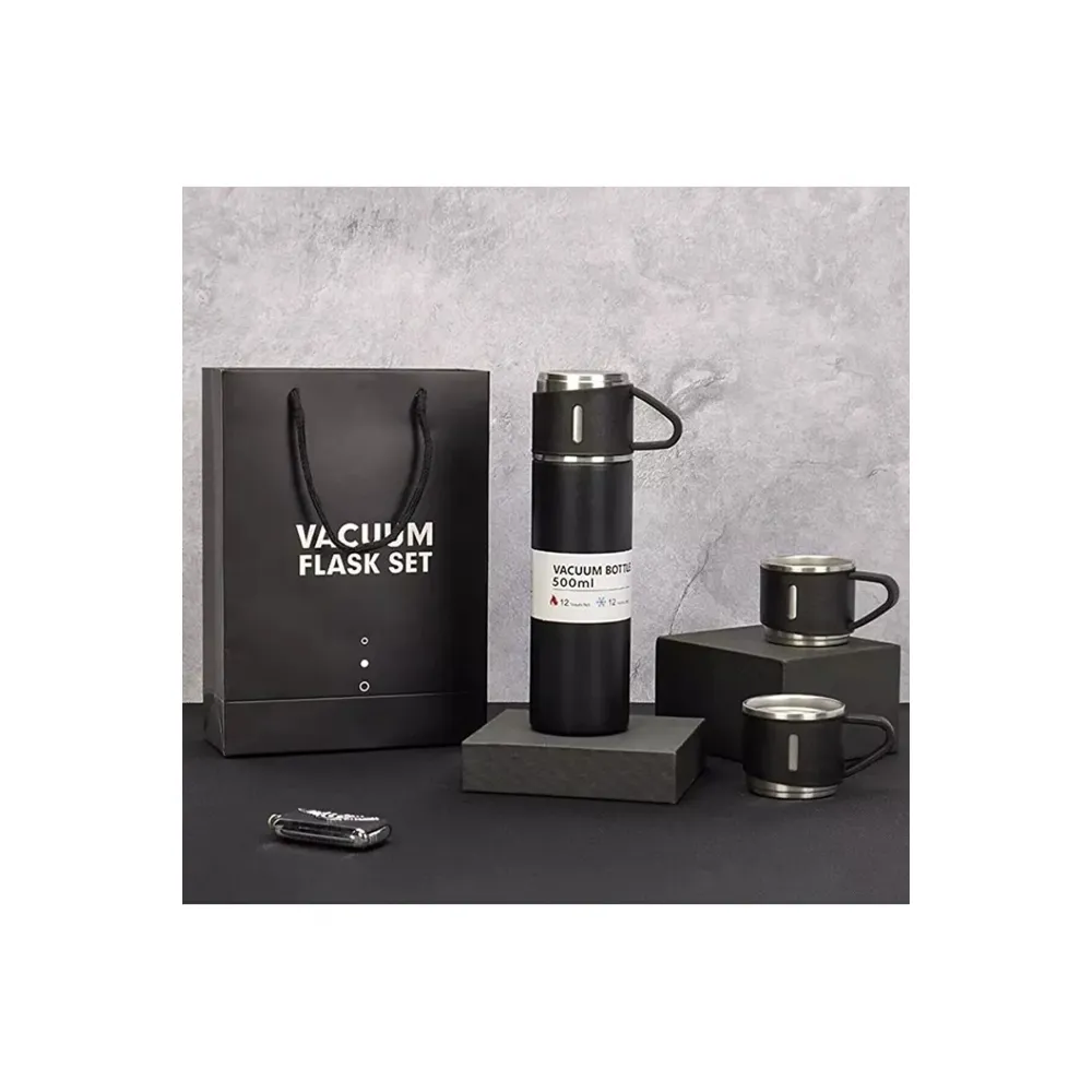 Stainless Steel Vacuum Flask Paslanmaz Çelik Termos Siyah 500 Ml