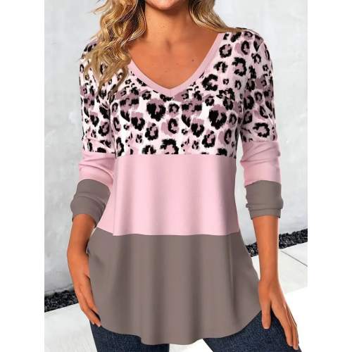 Kadın Uzun Kollu V Yakalı Leopar Baskılı şardonlu Dalgıç Bluz Kadın Uzun Kollu V Yakalı Leopar Baskılı şardonlu Dalgıç Bluz