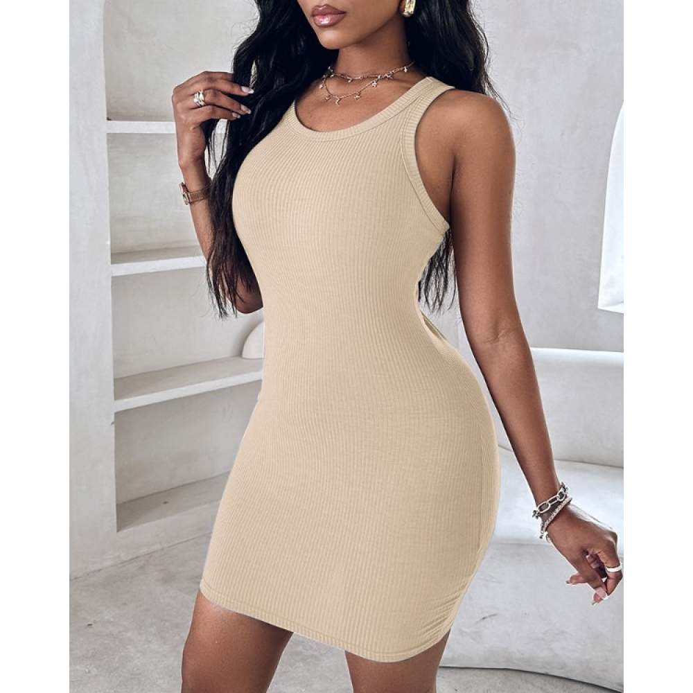 Kadın Kalın Askılı Bodycon Kaşkorse Mini Elbise