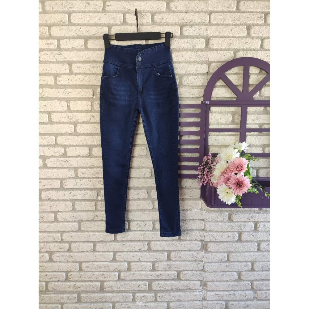 Yüksek Bel Likralı Jean Pantolon 90 Cm