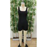 Kadın Kare Yaka Sırt Dekolte Detay Dalgıç Bodycon Mini Tulum