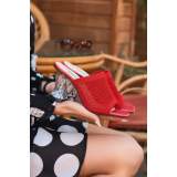 Kırmızı Triko Şeffaf Topuklu Terlik