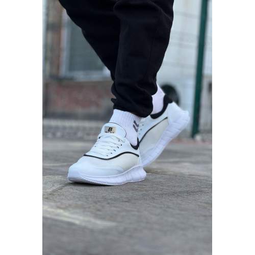 Beyaz Siyah Triko Erkek Spor Ayakkabı Beyaz Siyah Triko Erkek Spor Ayakkabı