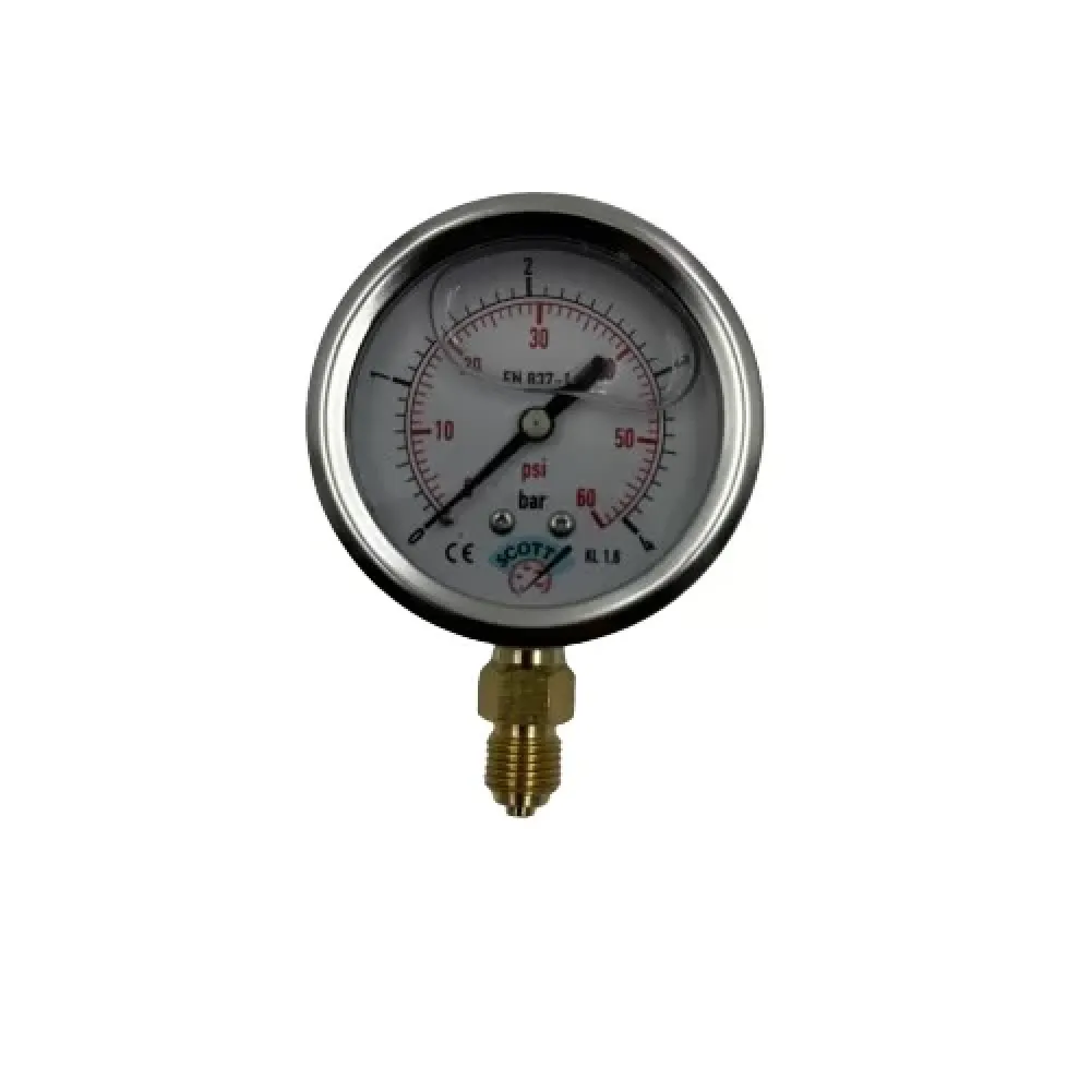 Ø 63 - 0 - 4 BAR 1/4 ALTTAN ÇIKIŞLI GLİSERİNLİ MANOMETRE (Lisinya)