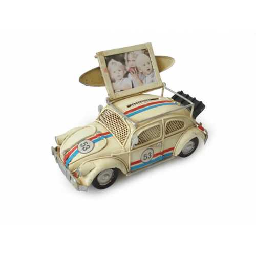 Vintage Tasarım Dekoratif Metal Araba Çerçeveli Ve Kumbaralı Vintage Tasarım Dekoratif Metal Araba Çerçeveli Ve Kumbaralı