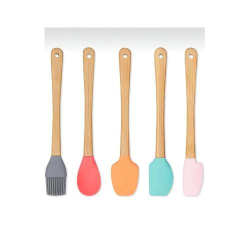 5'li Renkli Ahşap Saplı Silikon Uçlu Spatula Fırçalı Kaşık Seti -Yemek Hazırlık Seti 21 Cm 5'li Renkli Ahşap Saplı Silikon Uçlu Spatula Fırçalı Kaşık Seti -Yemek Hazırlık Seti 21 Cm