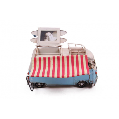 Vintage Tasarım Dekoratif Metal Minibüs Çerçeveli, Kalemlik Ve Tenteli Vintage Tasarım Dekoratif Metal Minibüs Çerçeveli, Kalemlik Ve Tenteli