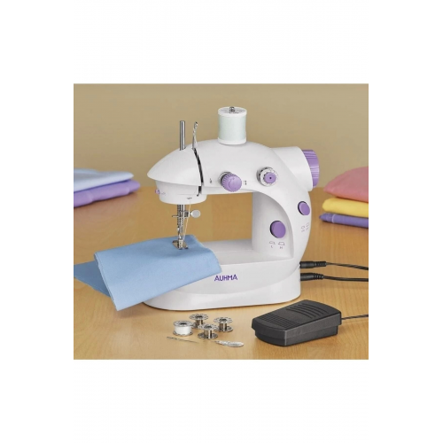 Işıklı Pedallı Dikiş Makinesi Mini Asw1 Beyaz Nakış Işıklı Pedallı Dikiş Makinesi Mini Asw1 Beyaz Nakış