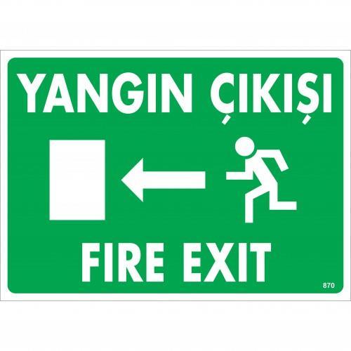 Yangın Çıkışı Sol Uyarı Levhası 25x35 KOD:870 Yangın Çıkışı Sol Uyarı Levhası 25x35 KOD:870