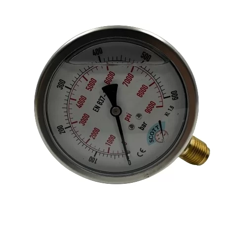 Ø 100 - 0 - 600 BAR 1/2 GLİSERİNLİ ALTTAN ÇIKIŞLI MANOMETRE (Lisinya) Ø 100 - 0 - 600 BAR 1/2 GLİSERİNLİ ALTTAN ÇIKIŞLI MANOMETRE (Lisinya)