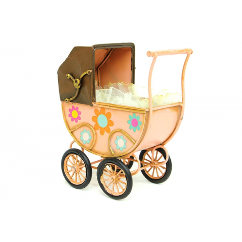 Vintage Tasarım Dekoratif Metal Bebek Arabası Vintage Tasarım Dekoratif Metal Bebek Arabası