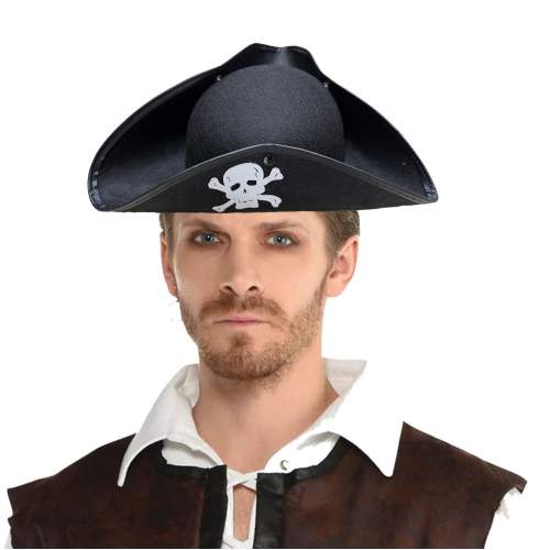 Siyah Renk Korsan Armalı Kaptan Jack Sparrow Korsan Denizci Şapkası Siyah Renk Korsan Armalı Kaptan Jack Sparrow Korsan Denizci Şapkası