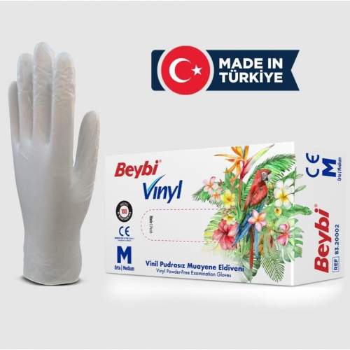 Beybi Vinyl S Vinil Pudrasız Muayene Eldiven 100lük Kutu Beybi Vinyl S Vinil Pudrasız Muayene Eldiven 100lük Kutu