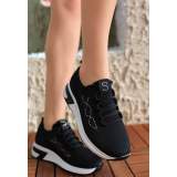 Siyah Triko Bağcıklı Spor Ayakkabı