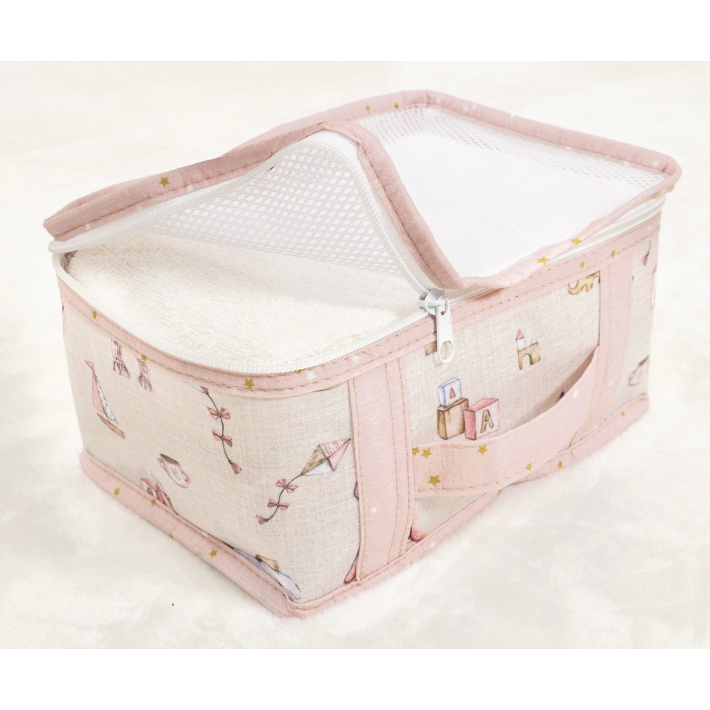 Baby 6lı Desenli Fileli Bavul Valiz İçi Düzenleyici Çok Amaçlı Organizer (pembe)