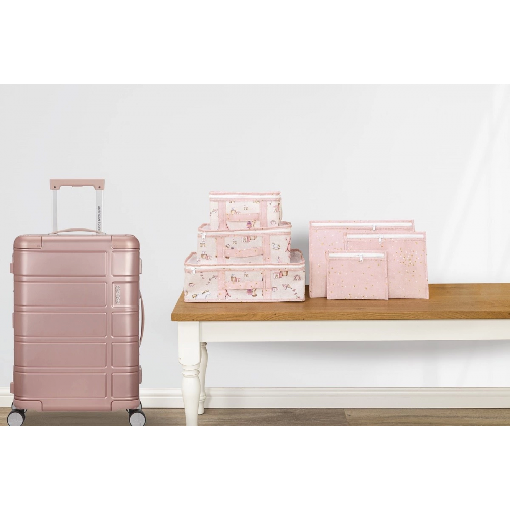 Baby 6lı Desenli Fileli Bavul Valiz İçi Düzenleyici Çok Amaçlı Organizer (pembe)