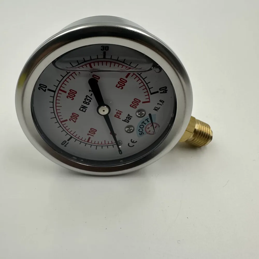 Q 63 - 0 - 40 BAR 1/4 ALTTAN ÇIKIŞLI GLİSERİNLİ MANOMETRE (Lisinya)