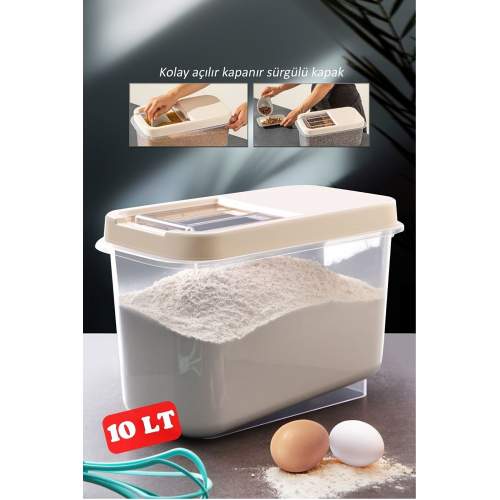 Sürgülü Kapaklı 10 LT Erzak Bakliyat Un Şeker Saklama Kabı Sürgülü Kapaklı 10 LT Erzak Bakliyat Un Şeker Saklama Kabı