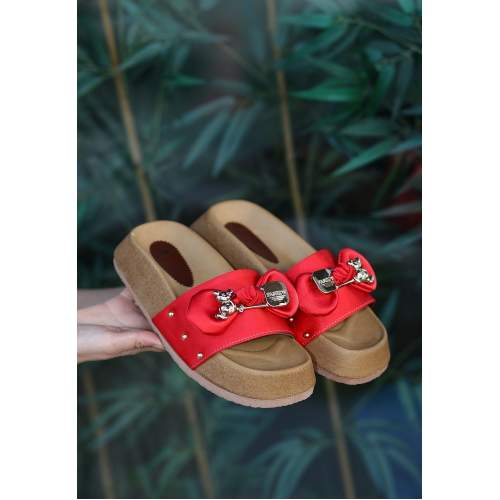 Kırmızı Saten Ayıcıklı Terlik Kırmızı Saten Ayıcıklı Terlik