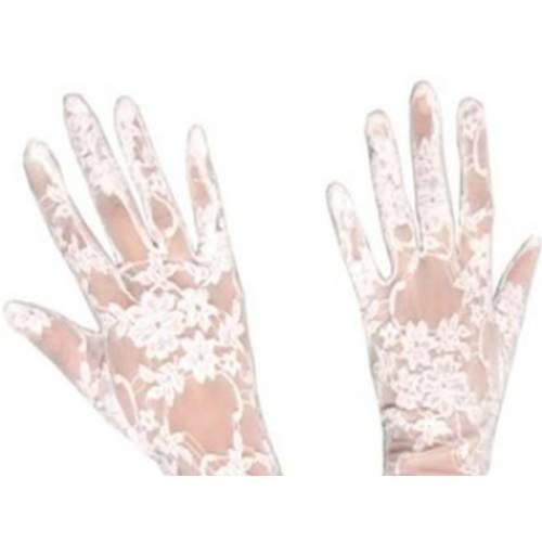 Dantelli Gelin Eldiveni - Beyaz Kısa Dantelli Gelin Eldiveni - Beyaz Kısa