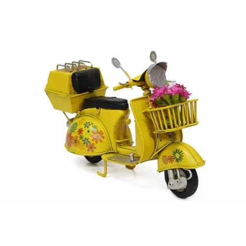 Vintage Tasarım Dekoratif Metal Scooter Sepetli Vintage Tasarım Dekoratif Metal Scooter Sepetli