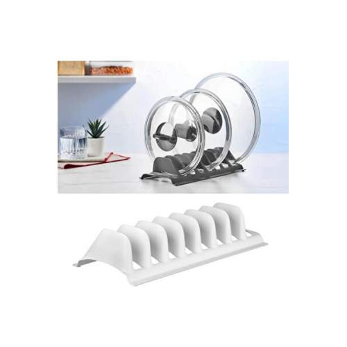 Beyaz - 8 Bölmeli Tencere Kapak Rafı - Simple Tabaklık - Kapak Organizeri Beyaz - 8 Bölmeli Tencere Kapak Rafı - Simple Tabaklık - Kapak Organizeri