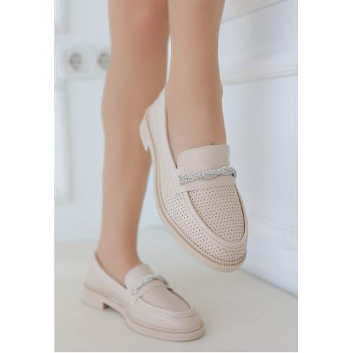 Bej Cilt Babet Ayakkabı Bej Cilt Babet Ayakkabı