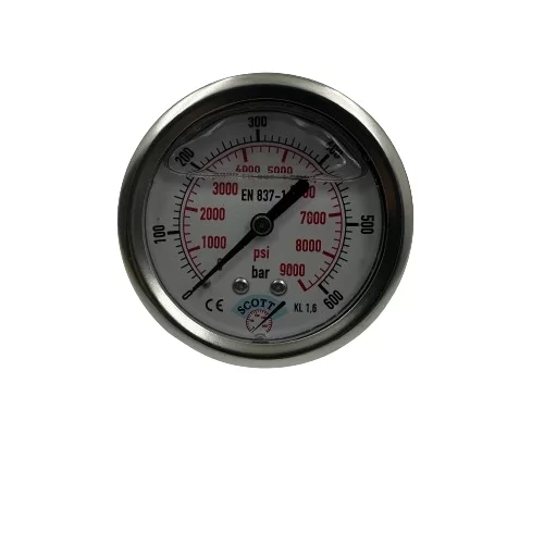 Ø 63 -0 - 600 BAR 1/4 GLİSERİNLİ ARKA ÇIKIŞLI MANOMETRE (Lisinya) Ø 63 -0 - 600 BAR 1/4 GLİSERİNLİ ARKA ÇIKIŞLI MANOMETRE (Lisinya)