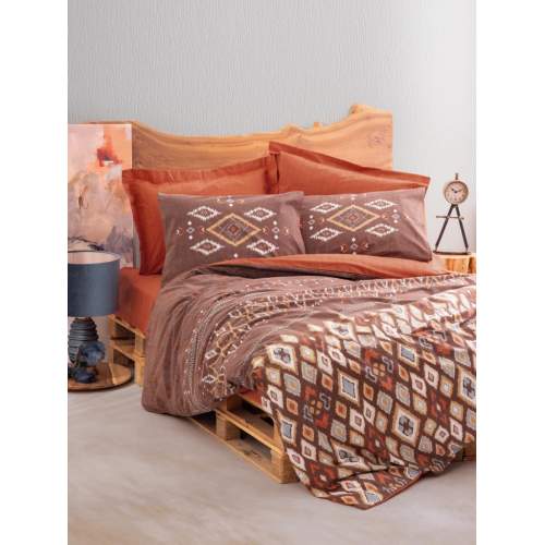 Etnich Tek Kişilik Nevresim Takımı Belize Kahve Etnich Tek Kişilik Nevresim Takımı Belize Kahve