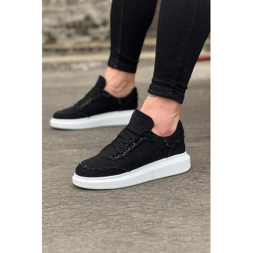 Siyah Kot Kumaş Erkek Casual Ayakkabı Siyah Kot Kumaş Erkek Casual Ayakkabı