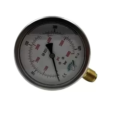 Ø 100 - 0 - 400 BAR 1/2 GLİSERİNLİ ALTTAN ÇIKIŞLI MANOMETRE (Lisinya) Ø 100 - 0 - 400 BAR 1/2 GLİSERİNLİ ALTTAN ÇIKIŞLI MANOMETRE (Lisinya)