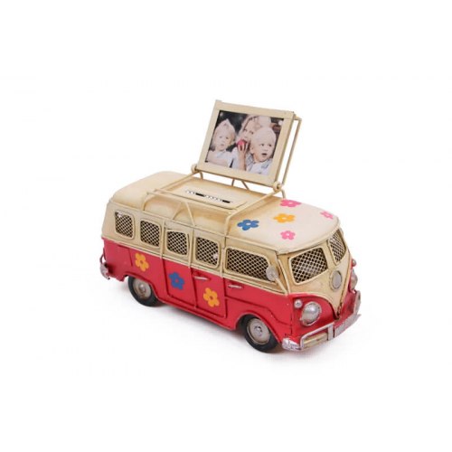 Vintage Tasarım Dekoratif Metal Minibüs Çerçeveli Ve Kumbaralı Vintage Tasarım Dekoratif Metal Minibüs Çerçeveli Ve Kumbaralı