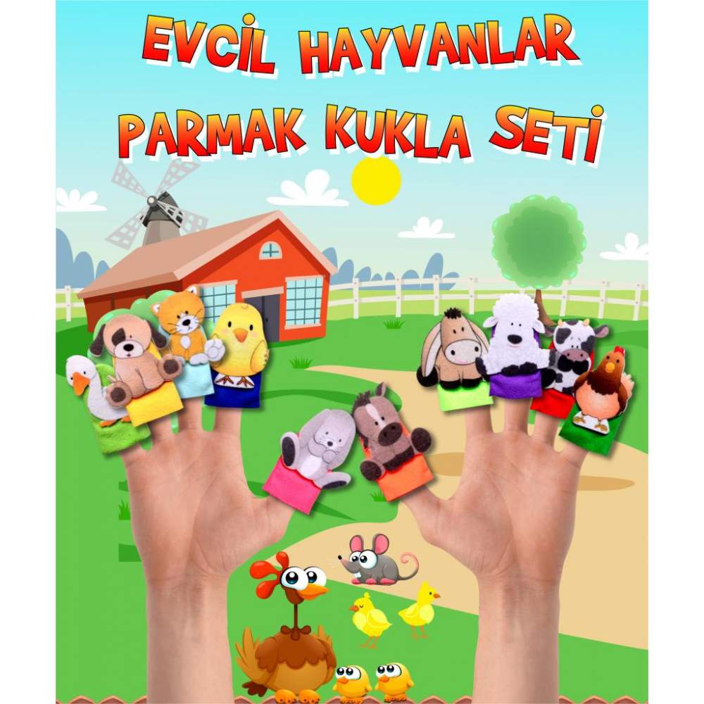 Evcil Hayvanlar 10 Parça Parmak Kukla , Eğitici Oyuncak