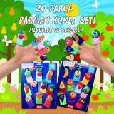 2 Set - 20 Parça  Meyveler ve Sebzeler Parmak Kukla