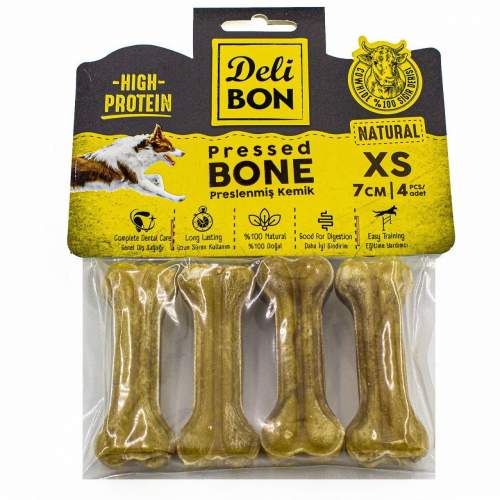 Deri Köpek Çiğneti Pres Kemik 4x7cm Natural Deri Köpek Çiğneti Pres Kemik 4x7cm Natural