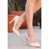 Bej Cilt Stiletto Ayakkabı