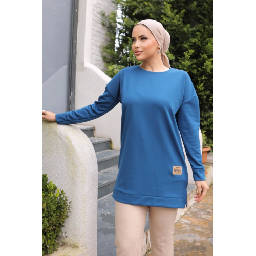 Yeni Stil Mavi Arma Detay Tunik 10020 Yeni Stil Mavi Arma Detay Tunik 10020