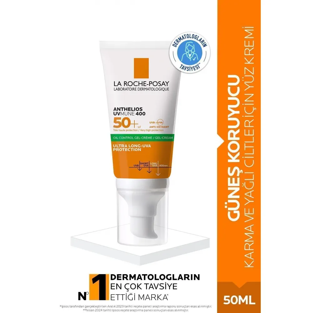 LA ROCHE POSAY Anthelios Oil Control Gel Cream Spf50 Yağlı Ve Karma Ciltler I?çin Renkli Yüz Güneş Kremi 50ml