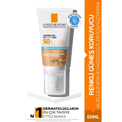 La Roche-Posay Anthelios Uvmune 400 SPF50+ Hydrating Cream Tinted 50 ml Güneş Kremi La Roche-Posay Anthelios Uvmune 400 SPF50+ Hydrating Cream Tinted 50 ml Güneş Kremi