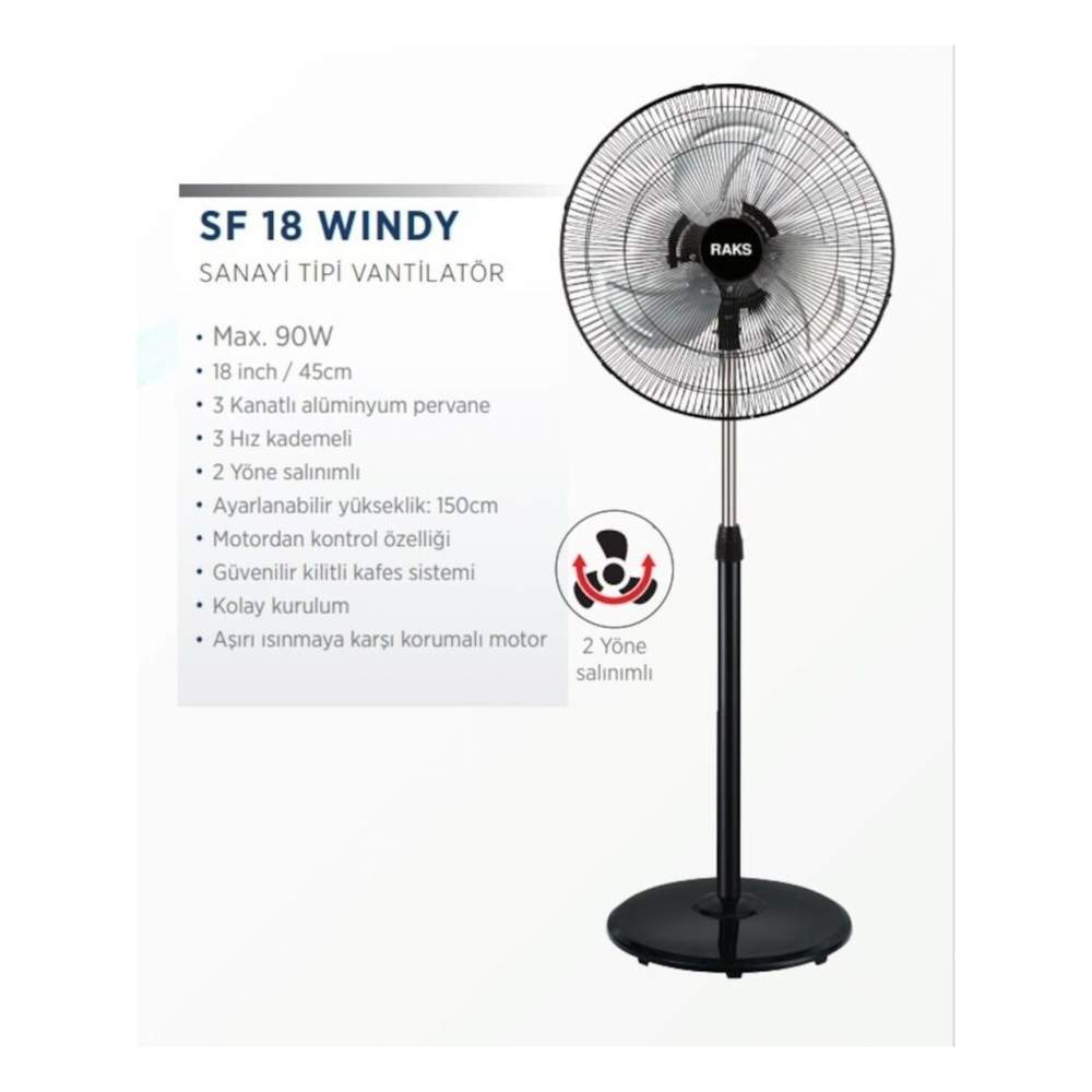 Raks SF 18 Windy Sanayi Tipi Ayaklı Vantilatör