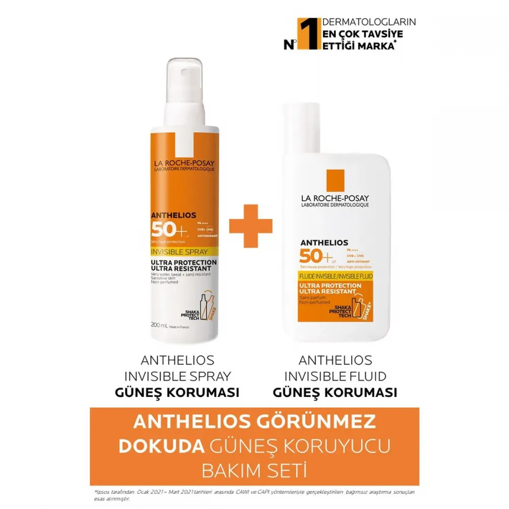 La Roche-Posay Anthelios Invisible Spray Spf 50+ 200 ml + Anthelios Uvmune400 Invisible Fluid Spf 50+ 50 ml Güneş Koruyucu Bakım Seti