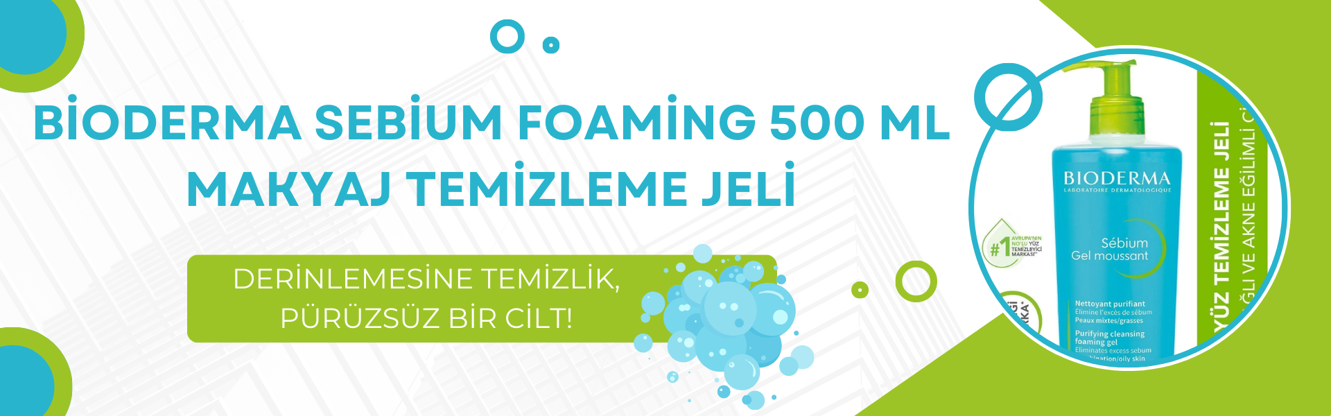 Bioderma Sebium Foaming 500 ml Makyaj Temizleme ve Nemlendirme Jeli