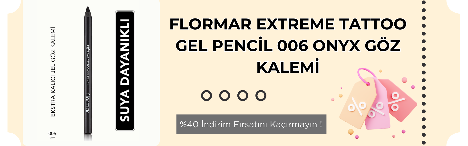 Flormar Extreme Tattoo Gel Pencil 006 Onyx Göz Kalemi